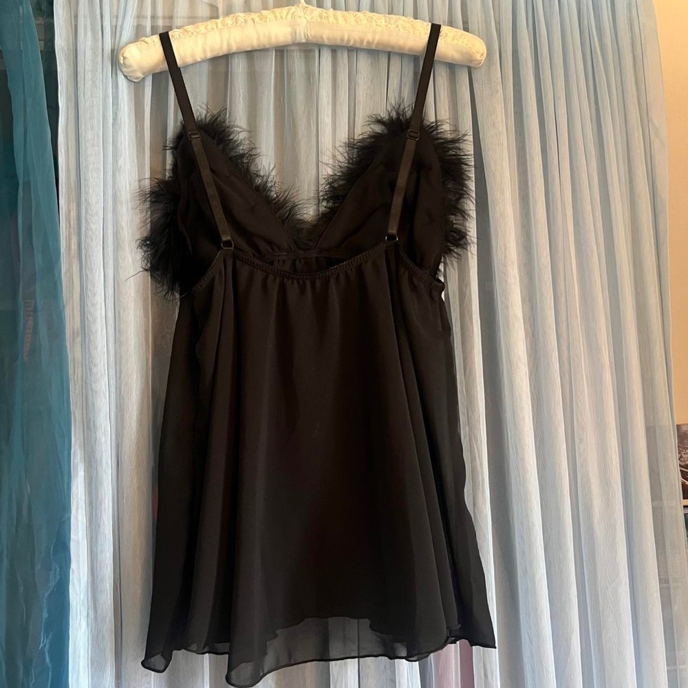 Faux Feather Trim Babydoll Slip Top - Picture 5 of 6
